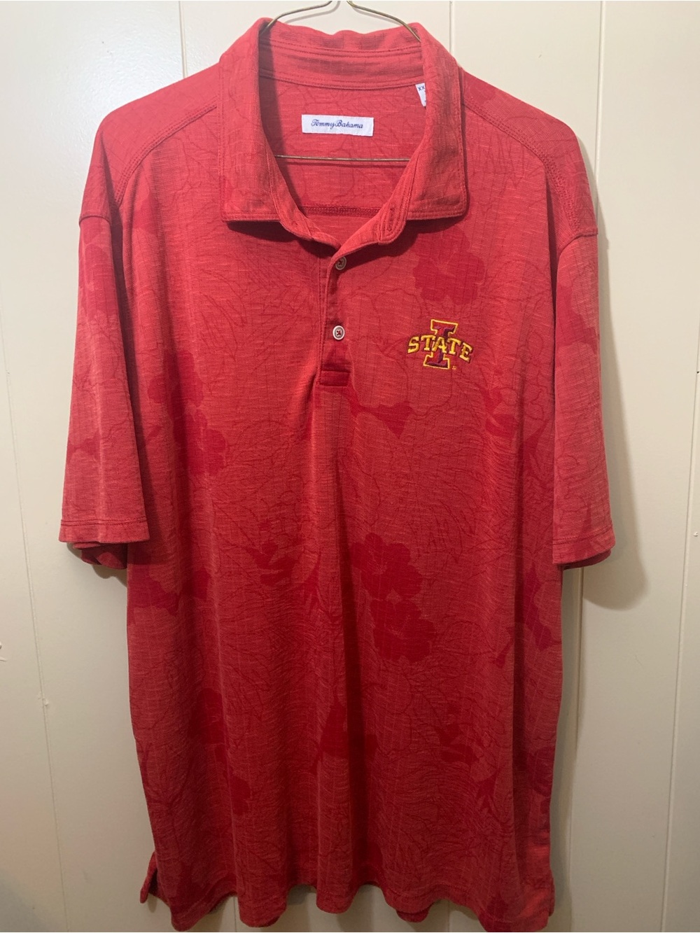 Men’s XXL Tommy Bahama Red Floral Iowa State Polo